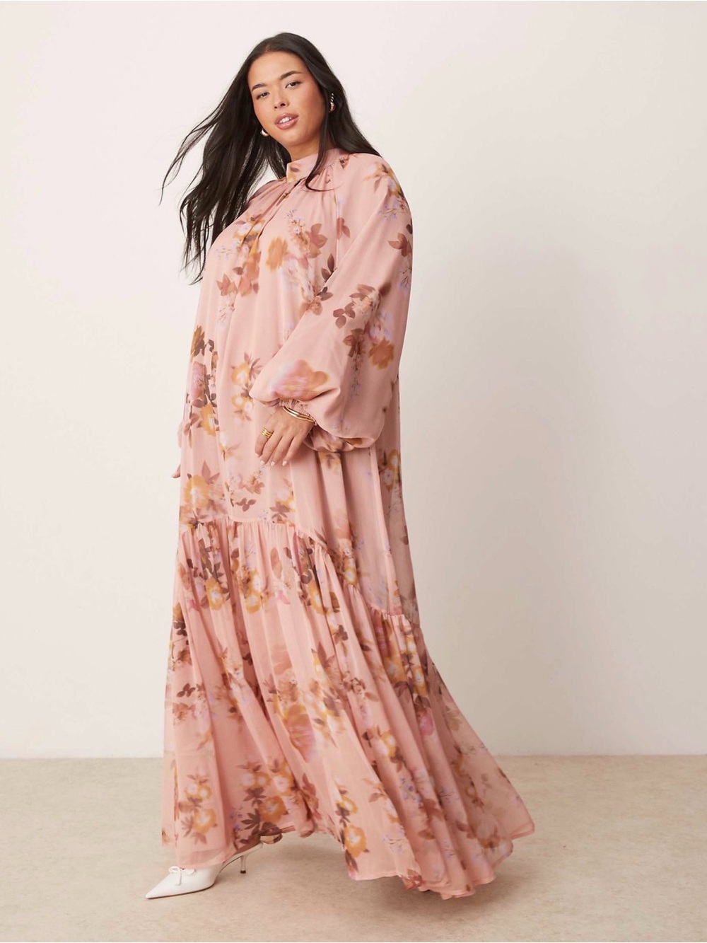 ASOS Curve: Smock Tie Bow Back Maxi Dress